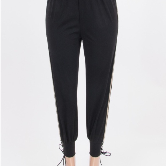 Black Cut Side Strappy Sexy Pants - Picture 3 of 4